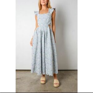 Blue eyelet midi dress